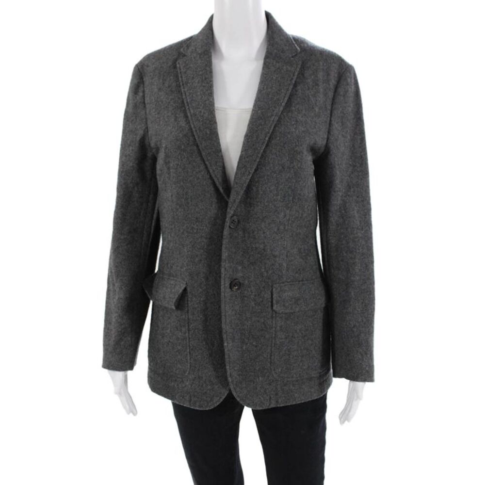 Onassis Mens Wool Blend Blazer Dark Gray Collared Button Long Sleeve Size S